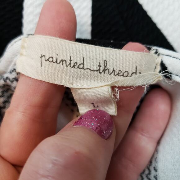 Painted Threads Dress Womens Large Midi Black White Short Sleeve Striped Pad7919 - Picture 8 of 10